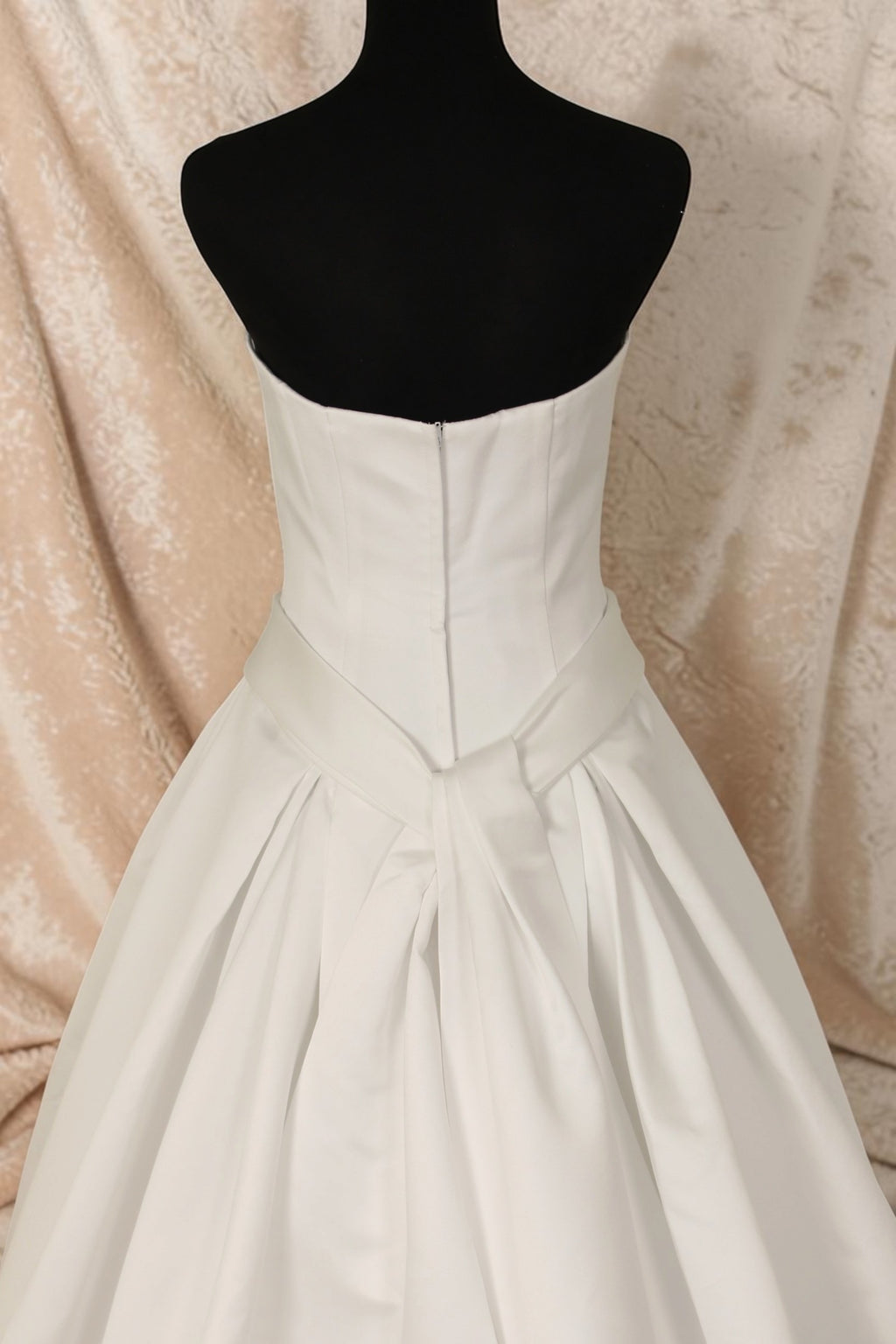 White Satin Wedding Gown with White Sash