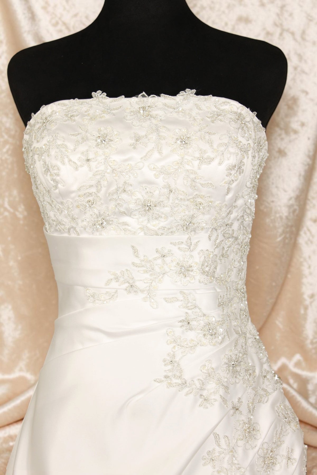 White/Silver Beaded Wedding Gown