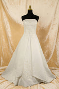 White/Café Embroidered A-Line Wedding Gown