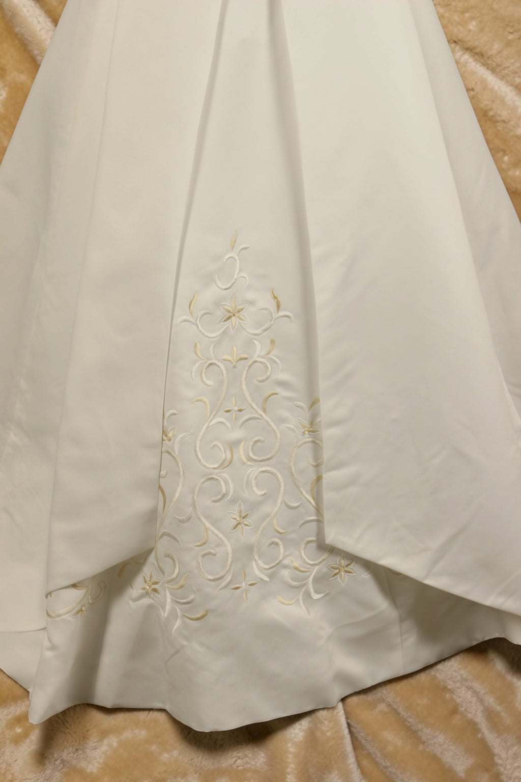 White/Café Embroidered A-Line Wedding Gown