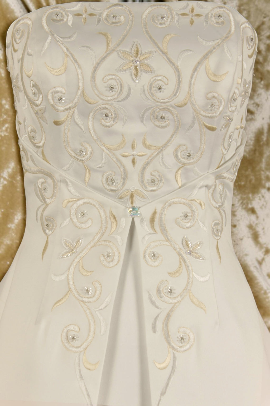 White/Café Embroidered A-Line Wedding Gown