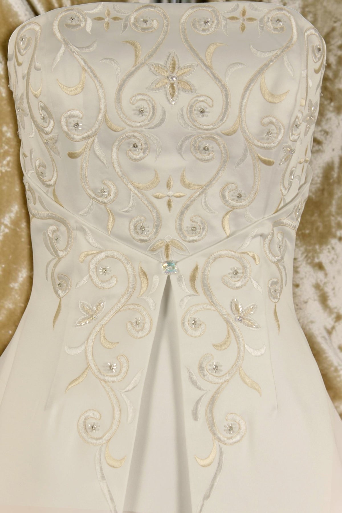 White/Café Embroidered A-Line Wedding Gown