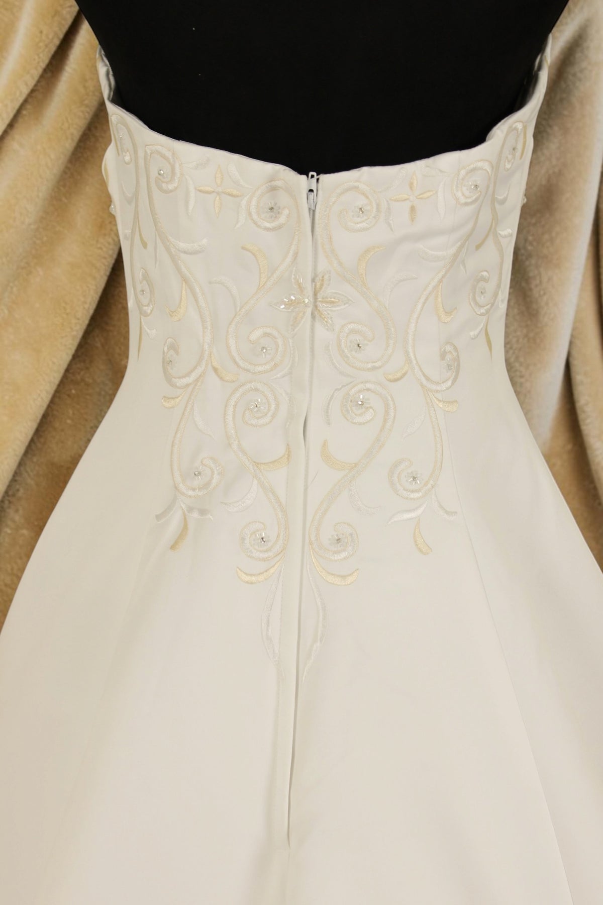 White/Café Embroidered A-Line Wedding Gown