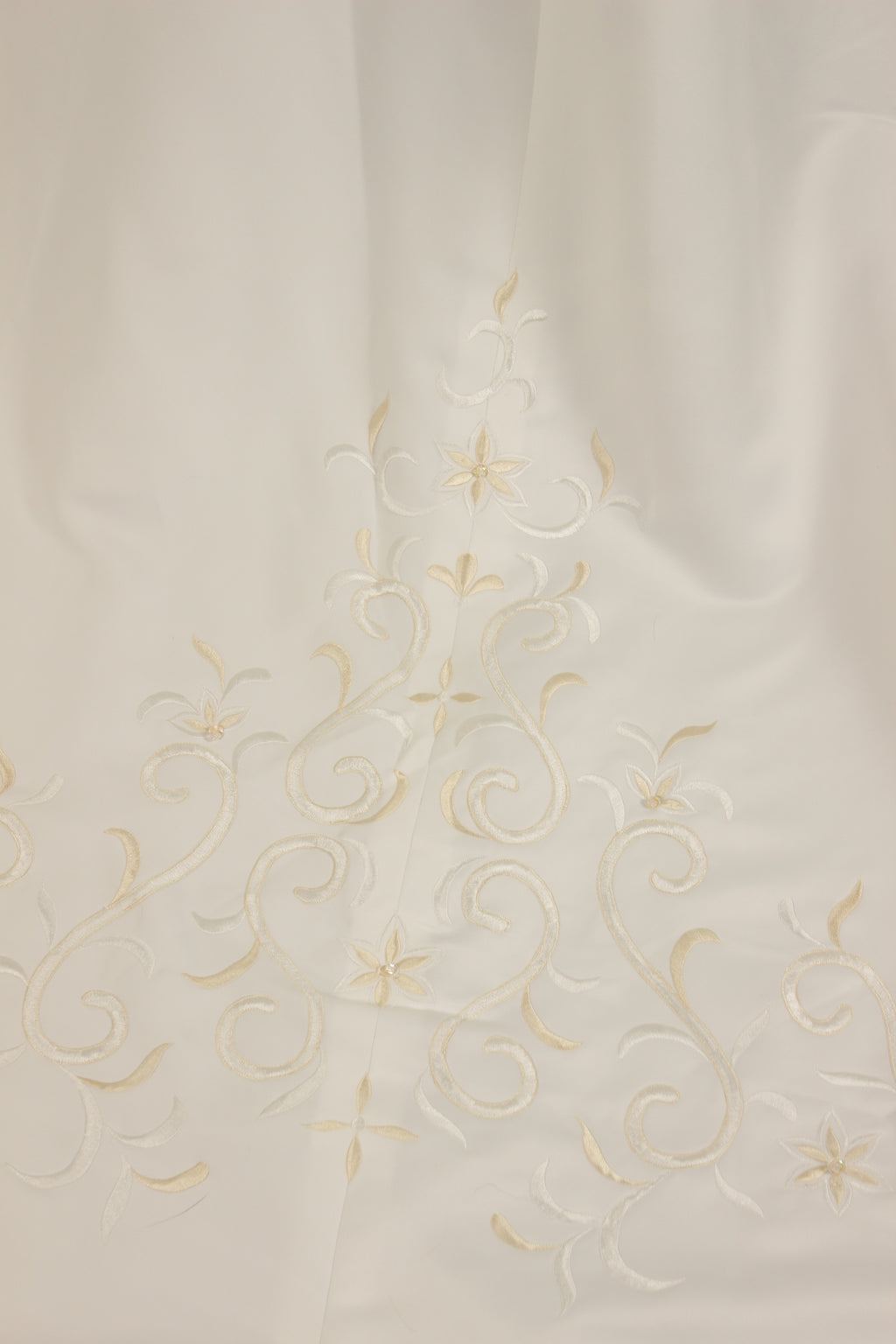 White/Café Embroidered A-Line Wedding Gown