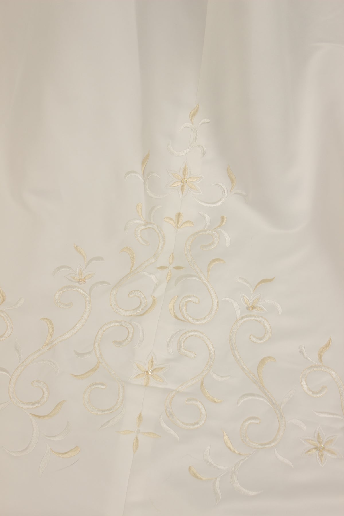 White/Café Embroidered A-Line Wedding Gown