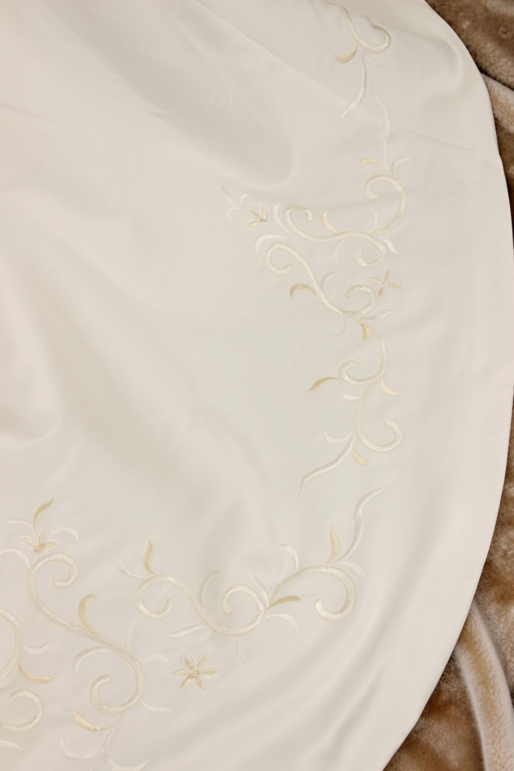 White/Café Embroidered A-Line Wedding Gown