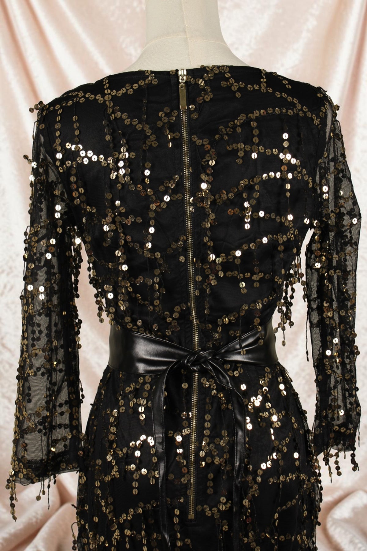 Black & Gold Sequin Party Dress
