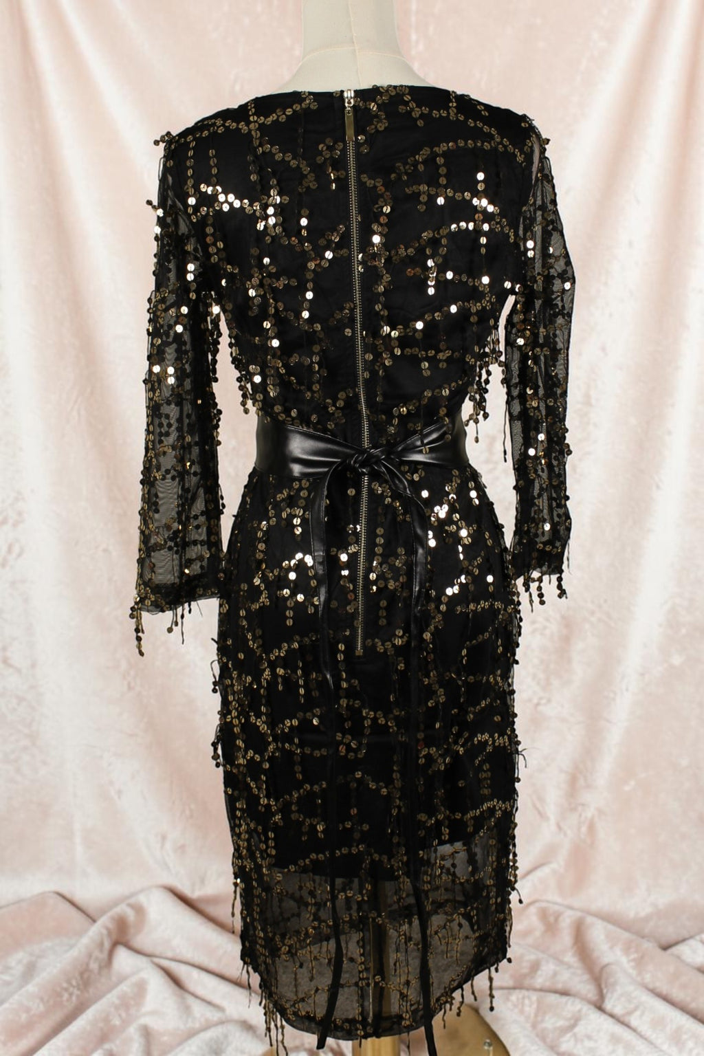 Black & Gold Sequin Party Dress